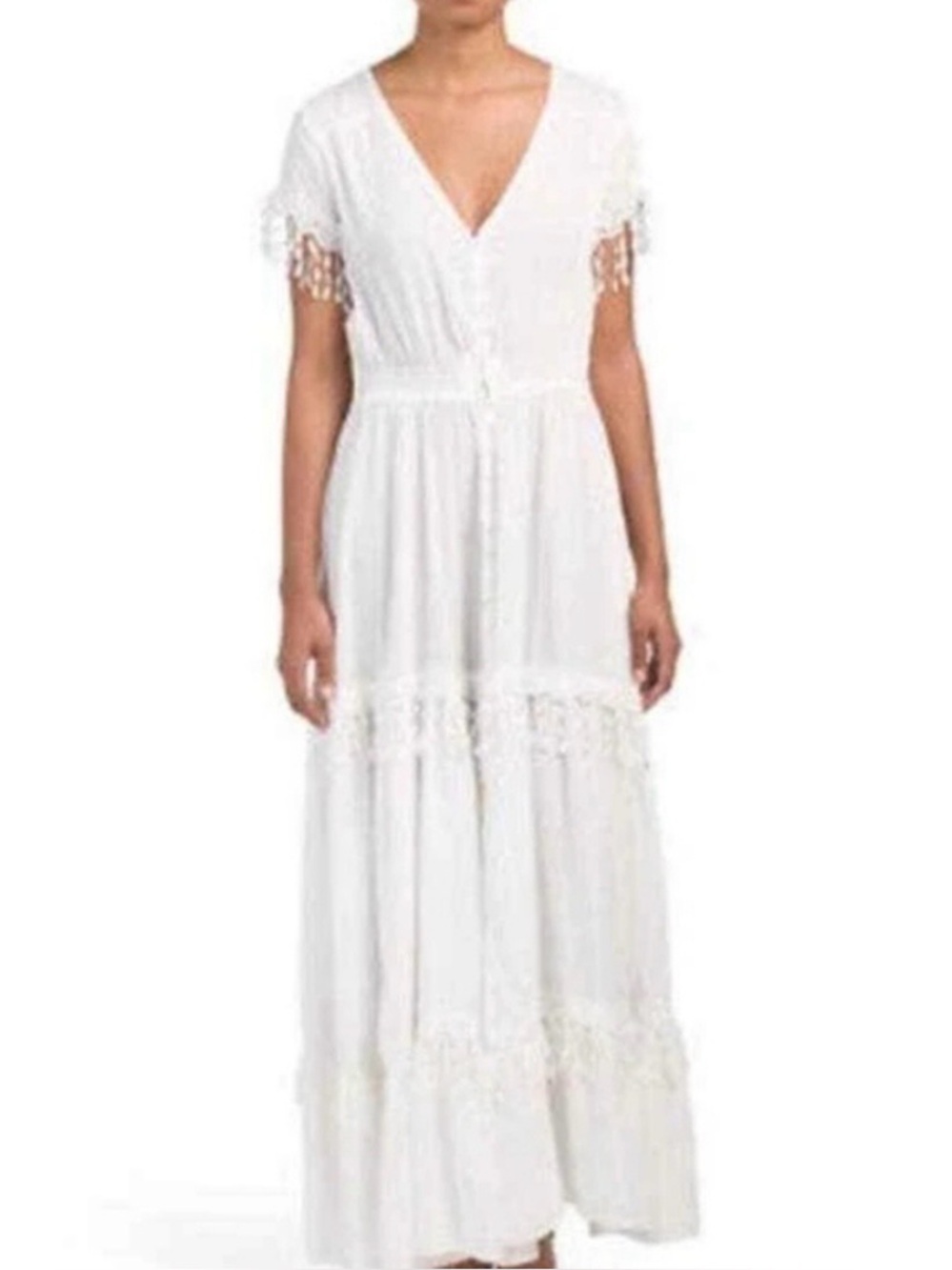 NWOT Jaase White Embroidered Bohemian Hippie Maxi Dress| cottage core vibes|